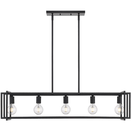 Tribeca 5 Light 41 inch Matte Black Linear Pendant Ceiling Light
