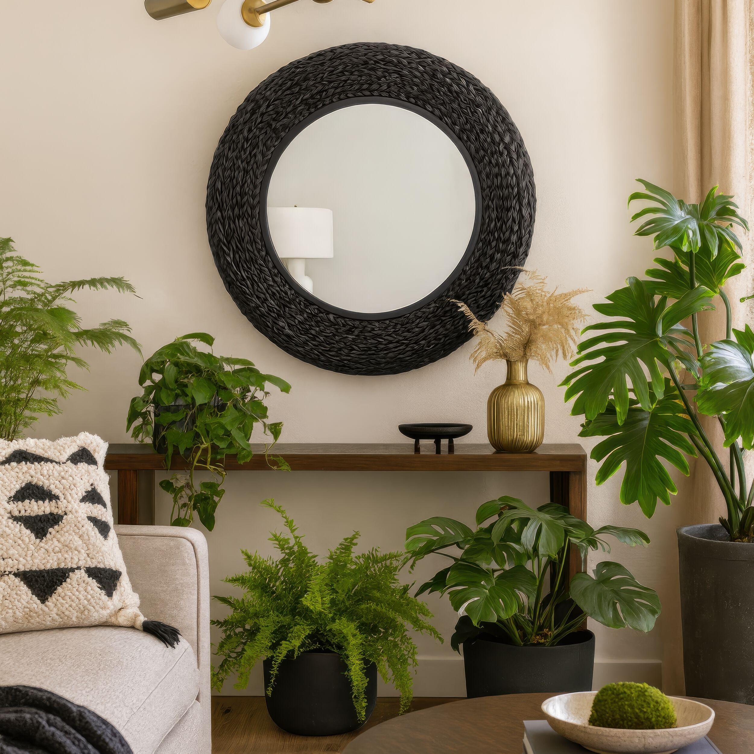 Athena 30.25 X 30.25 inch Matte Black with Black Seagrass Wall Mirror