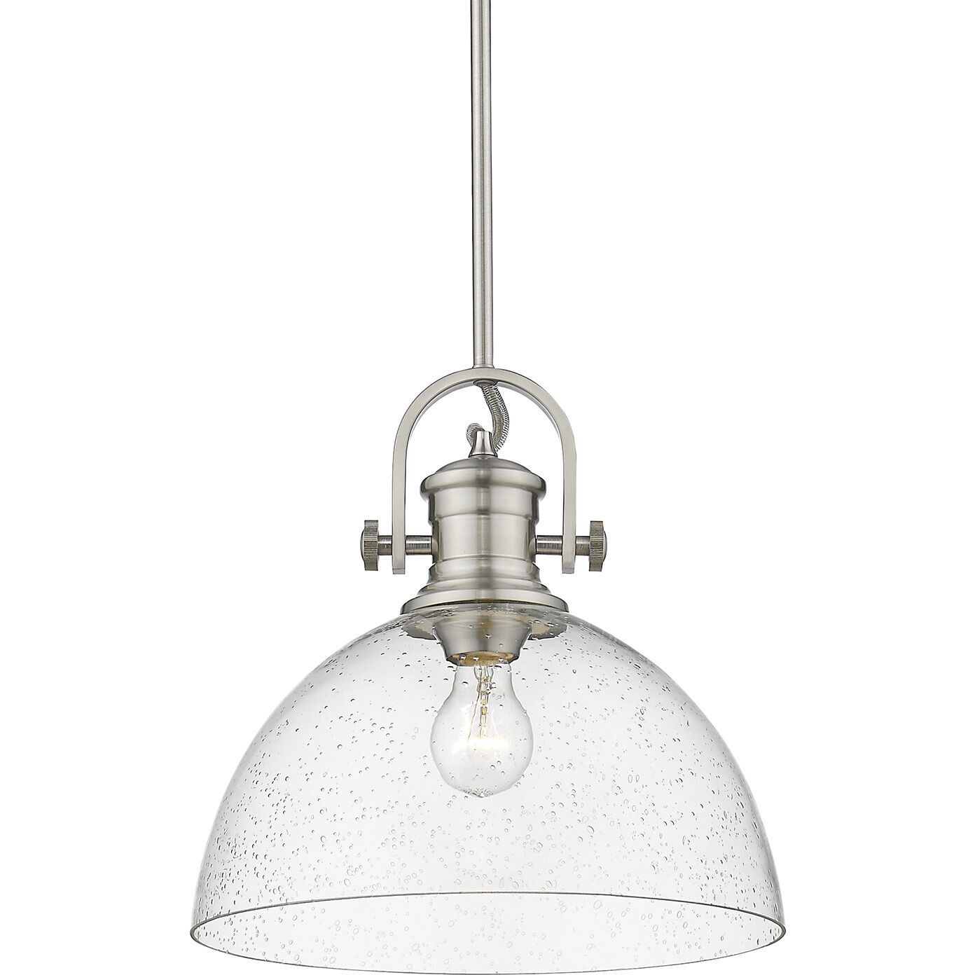 Yep Hines 1 Light 13.5 inch Pewter Pendant Ceiling Light in Seeded Glass, Large