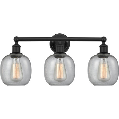 Edison Belfast 3 Light 24 inch Matte Black Bath Vanity Light Wall Light in Seedy Glass