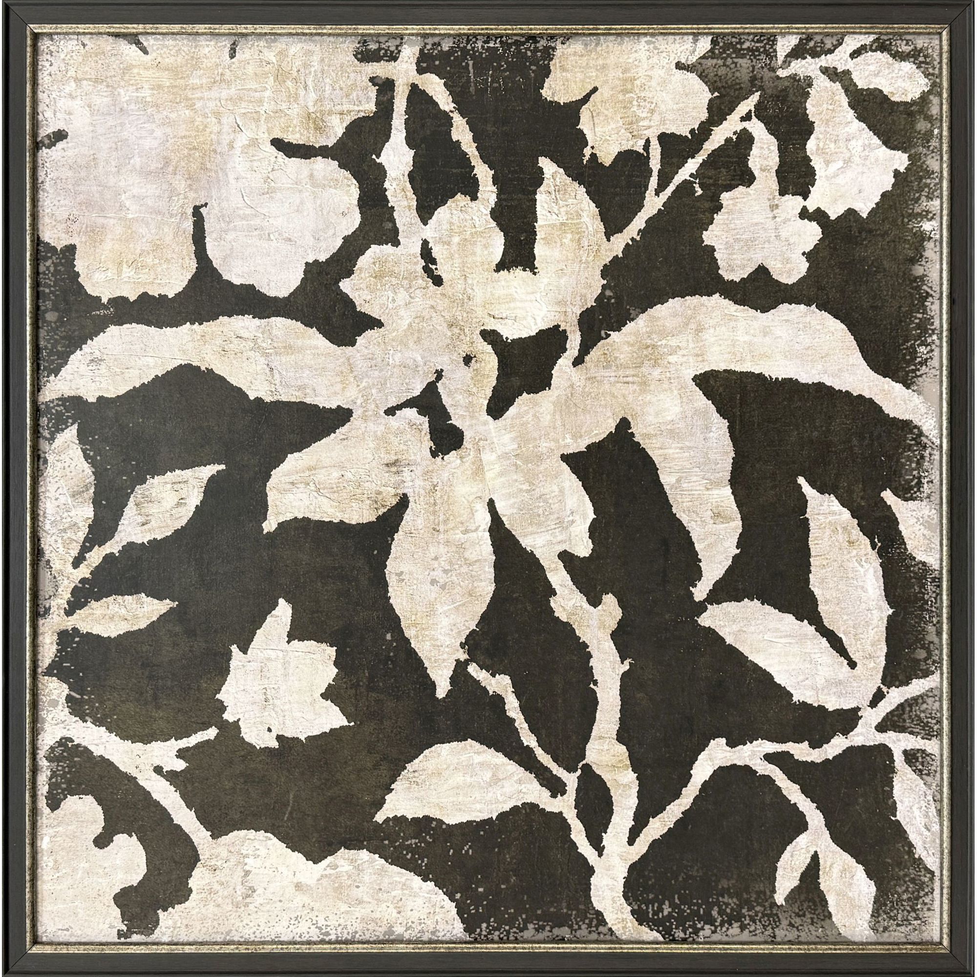 Vintage Textile Black and Beige and Brown and Neutral Framed Art