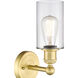 Clymer Sconce Wall Light in Satin Gold, Clear