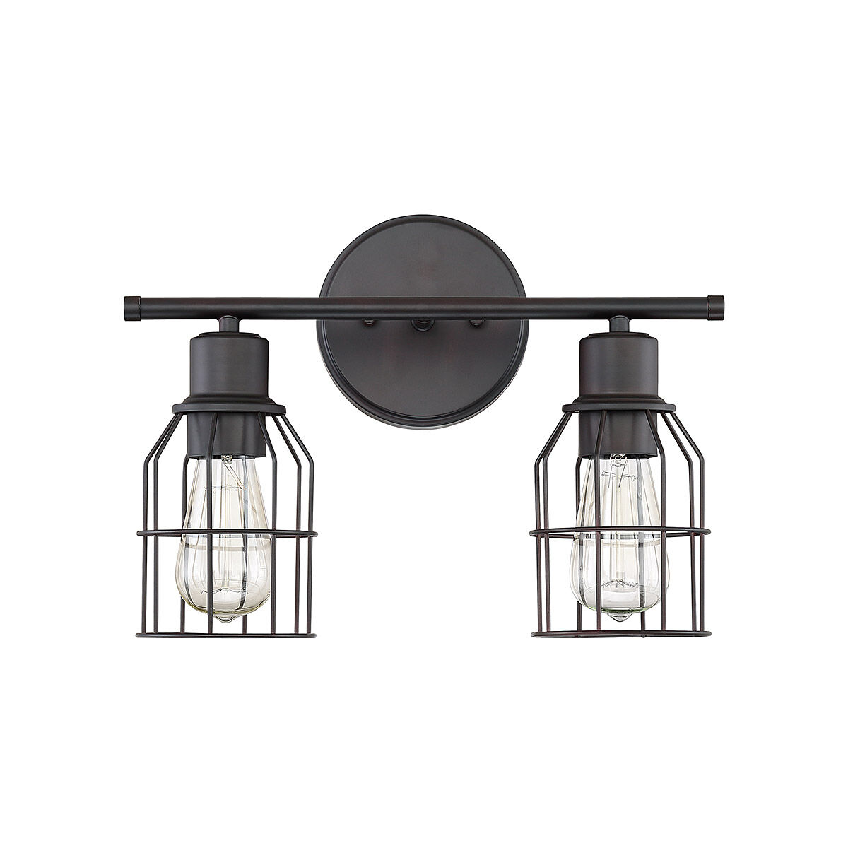 Industrial 2 Light 15 inch Oil Rubbed Bronze Bathroom Vanity Light Wall Light
