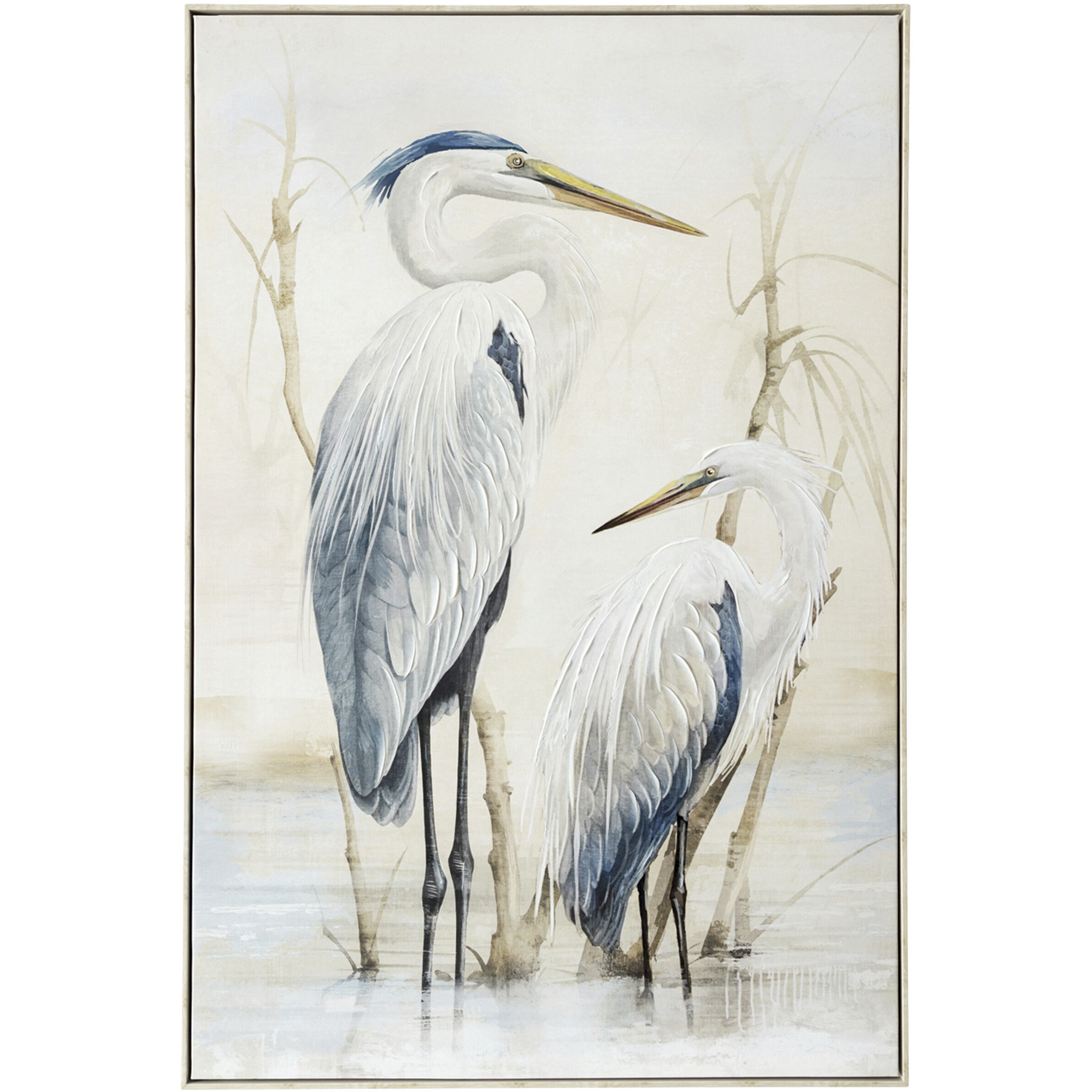 Egret Light Blue and Cream Wall Art