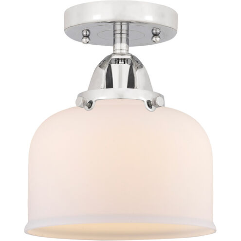 Nouveau 2 Large Bell LED 8 inch Polished Chrome Semi-Flush Mount Ceiling Light in Matte White Glass