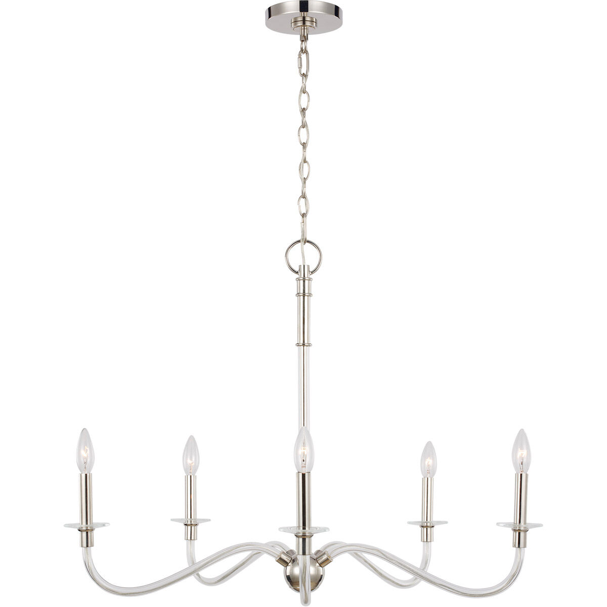 C&M by Chapman & Myers Hanover 5 Light 31.88 inch Polished Nickel Chandelier Ceiling Light