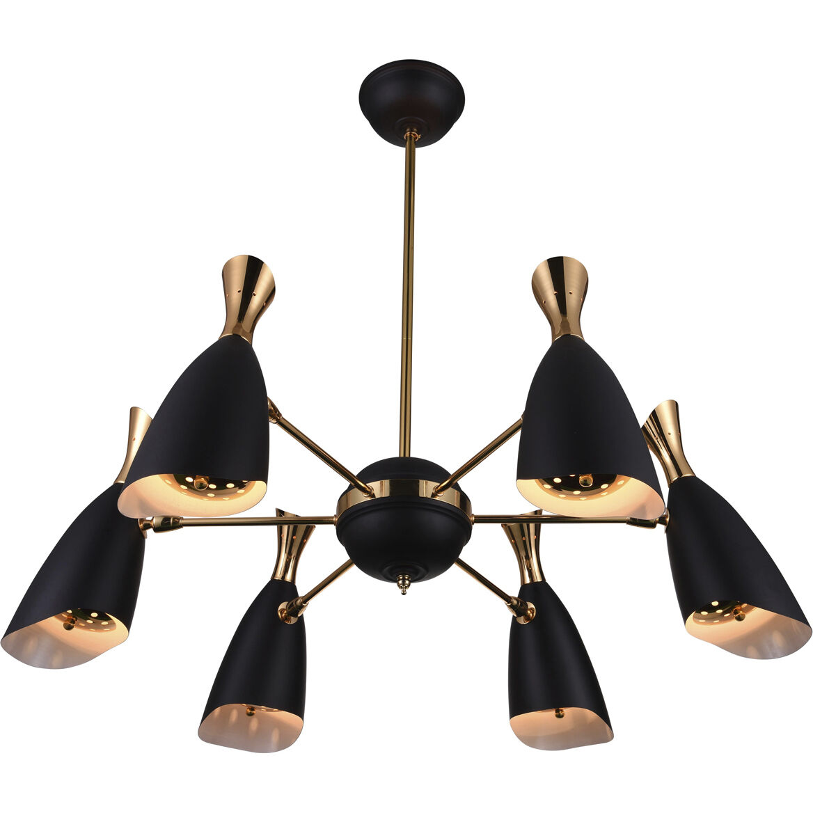 Rolin 12 Light 43 inch Matte Black and Satin Gold Down Chandelier Ceiling Light