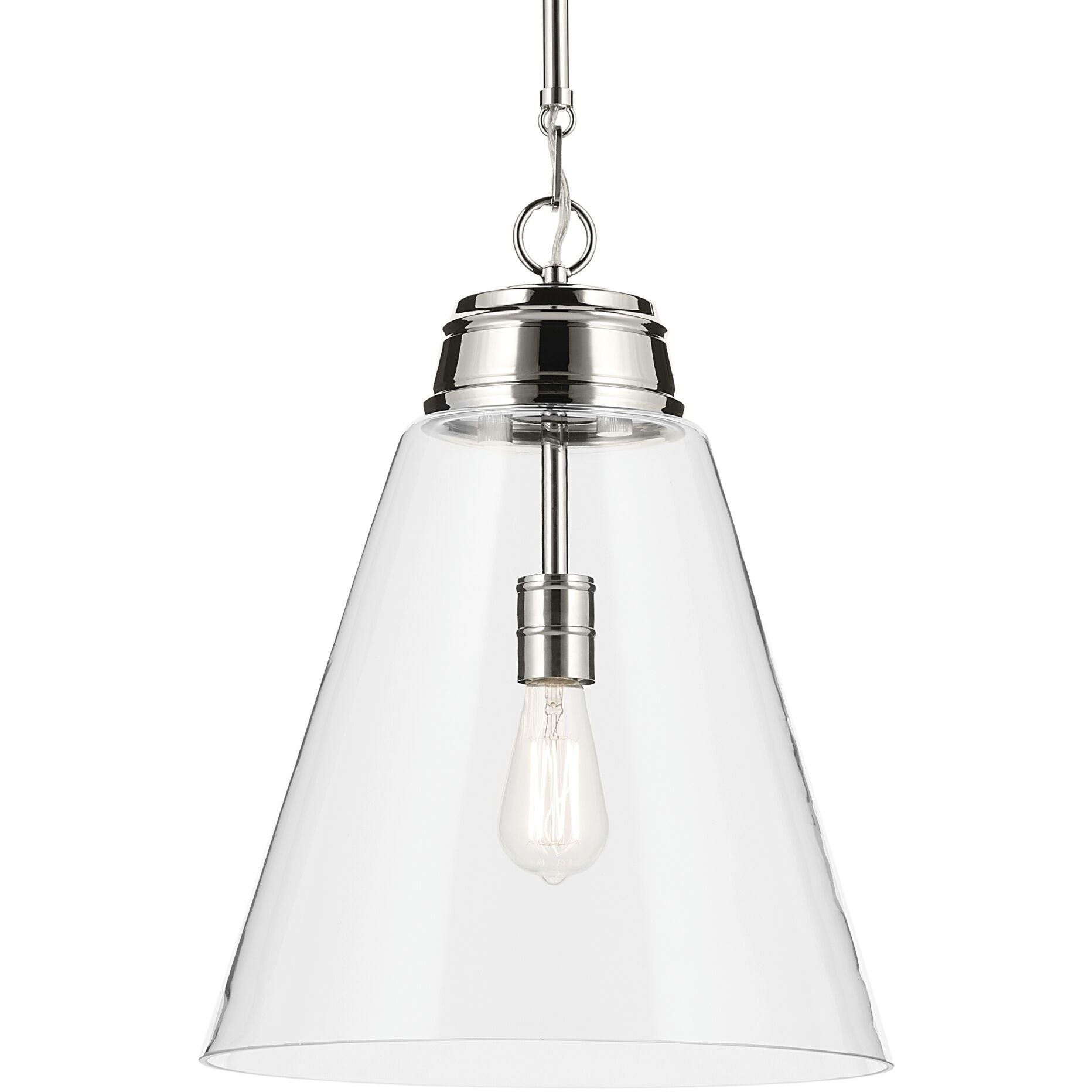 Marsailli 1 Light Polished Nickel Pendant Ceiling Light, Large