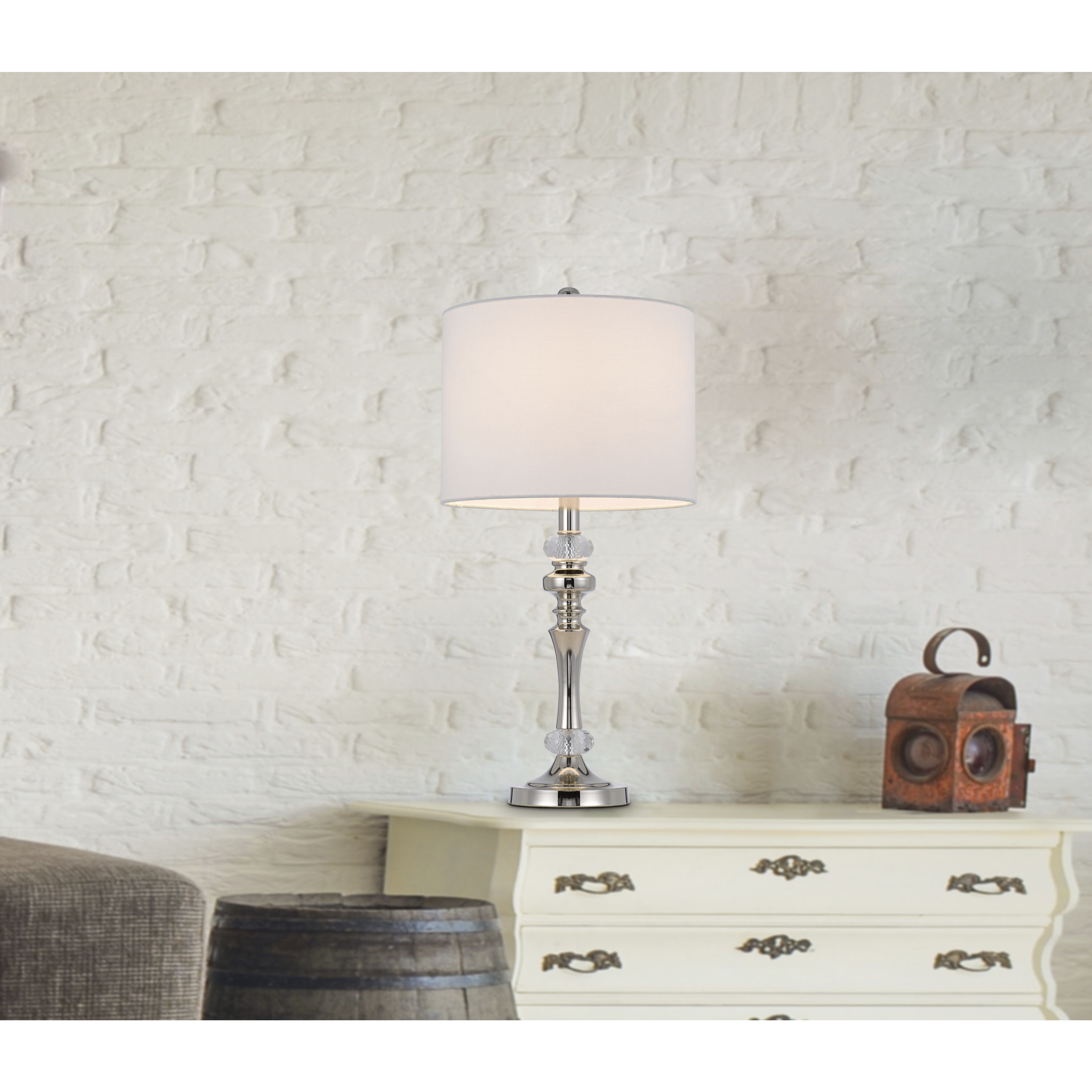 Effingham 24 inch 60.00 watt Brushed Steel Lamp Set Portable Light