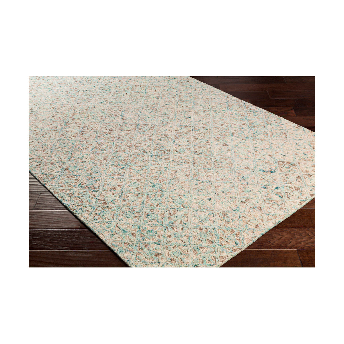 Avon 120 X 96 inch Light Sage/Blue/Beige/Brown Handmade Rug in 8 x 10, Rectangle