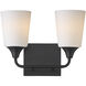 Hudson 2 Light 13 inch Black Bath Vanity Wall Light in Satin White