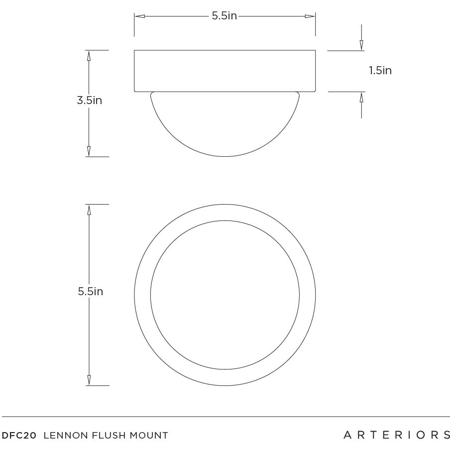 Lennon 1 Light 5.5 inch Antique Brass Flush Mount Ceiling Light