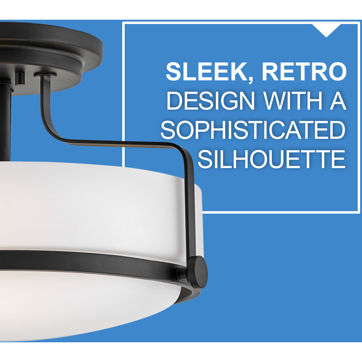 Harper 3 Light 14.5 inch Black Indoor Semi-Flush Mount Ceiling Light in White