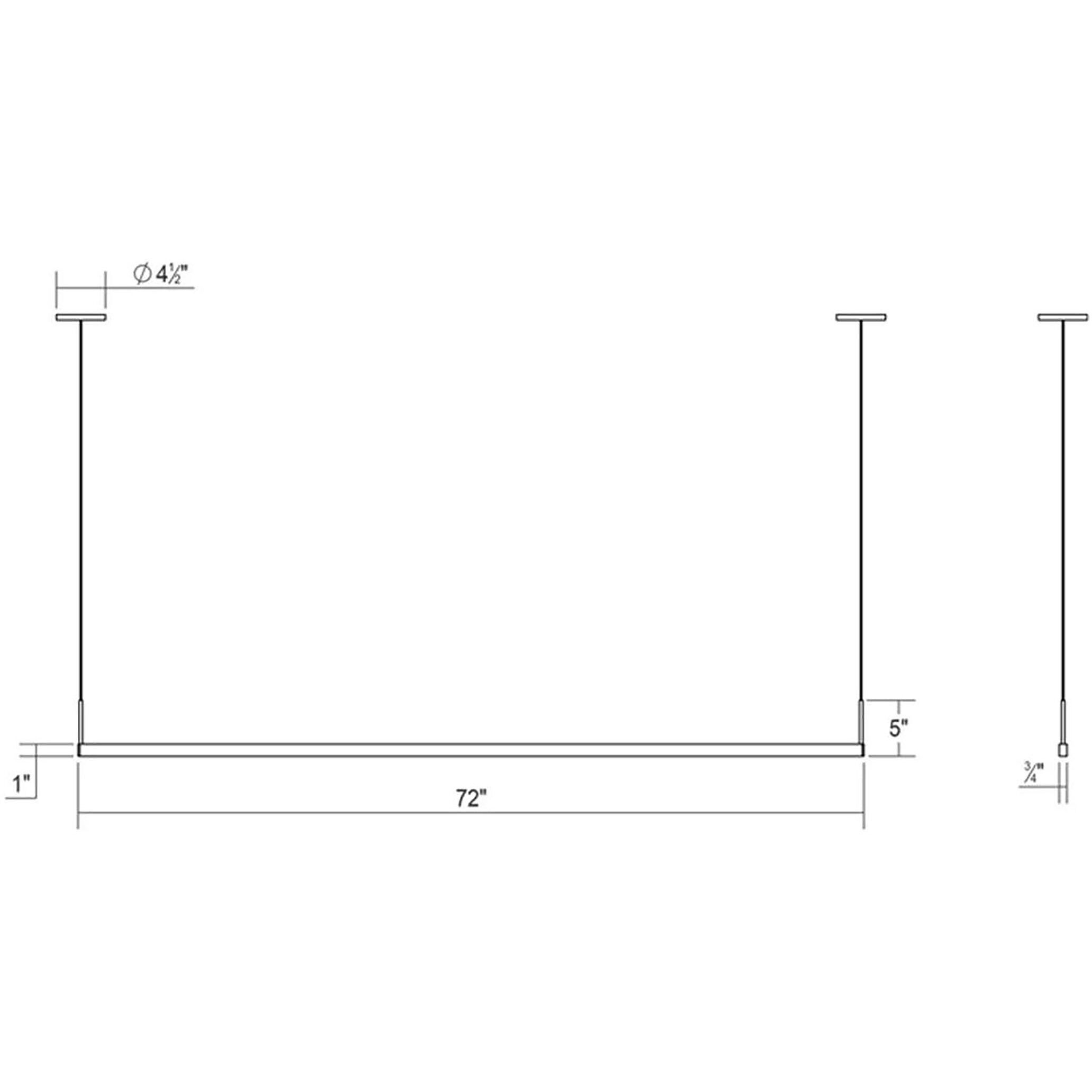 Thin-Line LED 72 inch Bright Satin Aluminum Pendant Ceiling Light in 6ft., 3000K