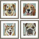 Dog Collage Brown and Multi and Rust and Teal Framed Art