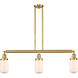 Franklin Restoration Dover 3 Light 37 inch Satin Gold Island Light Ceiling Light in Matte White Glass, Franklin Restoration