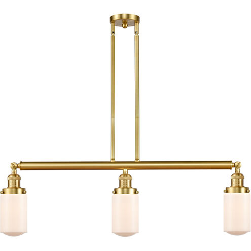 Franklin Restoration Dover 3 Light 37 inch Satin Gold Island Light Ceiling Light in Matte White Glass, Franklin Restoration