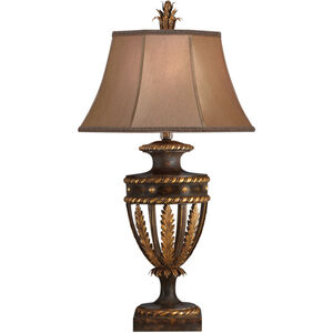 Castile 38 inch 150.00 watt Bronze Table Lamp Portable Light in Hand-Sewn Shade 