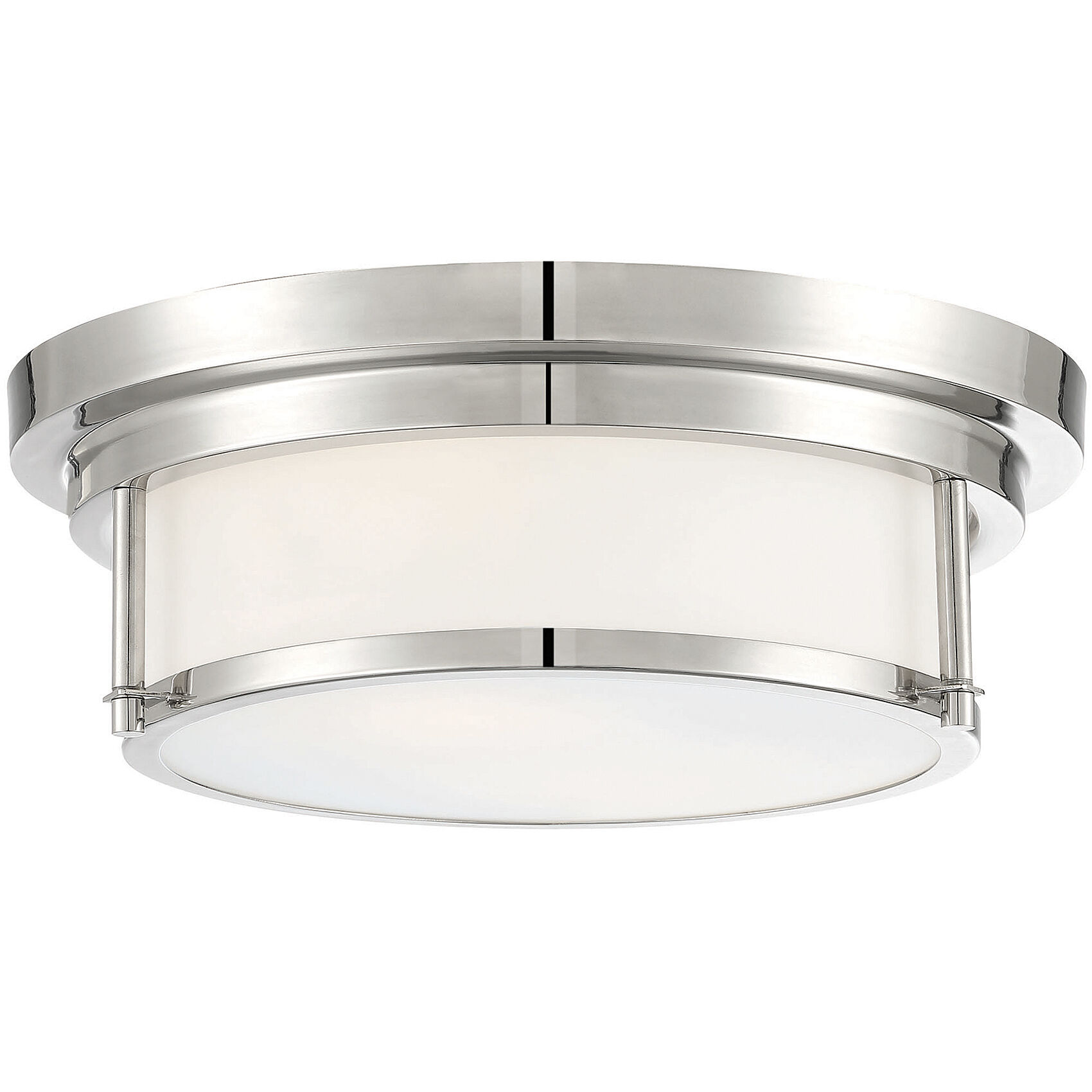 Contemporary 2 Light 13 inch Polished Nickel Flush Mount Ceiling Light