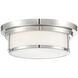 Contemporary 2 Light 13 inch Polished Nickel Flush Mount Ceiling Light