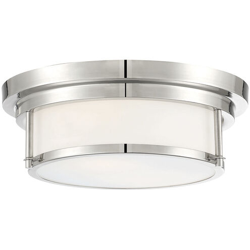 Contemporary 2 Light 13 inch Polished Nickel Flush Mount Ceiling Light