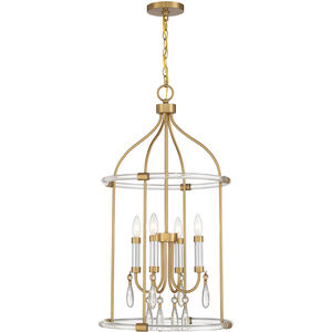 Mayfair 4 Light 18 inch Warm Brass with Chrome Accents Pendant Ceiling Light