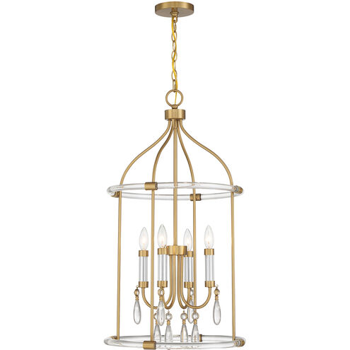 Mayfair 4 Light 18 inch Warm Brass with Chrome Accents Pendant Ceiling Light