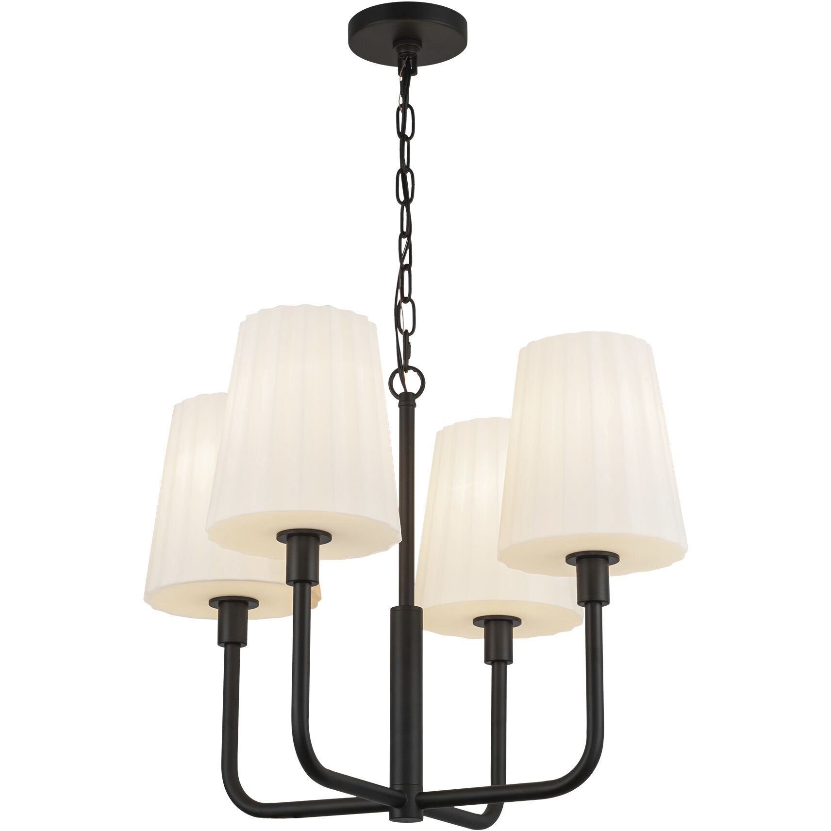 Alora Mood Plisse 4 Light 22.5 inch Matte Black/Opal Matte Glass Chandelier Ceiling Light