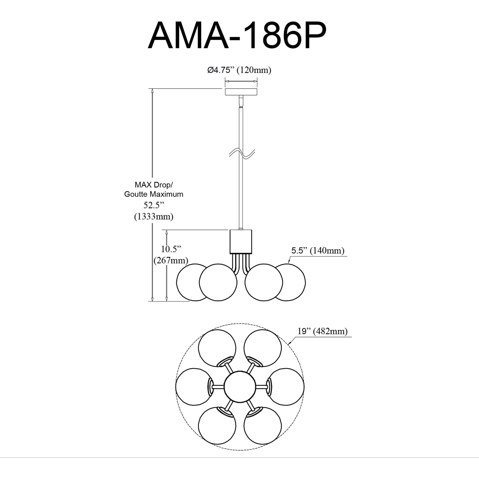 Amanda 6 Light 19 inch Aged Brass Pendant Ceiling Light