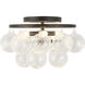 Alora Mood Faye 3 Light 17.75 inch Matte Black Semi-Flush Mount Ceiling Light in Clear Ribbed Glass