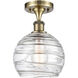 Ballston Deco Swirl LED 8 inch Antique Brass Semi-Flush Mount Ceiling Light, Ballston