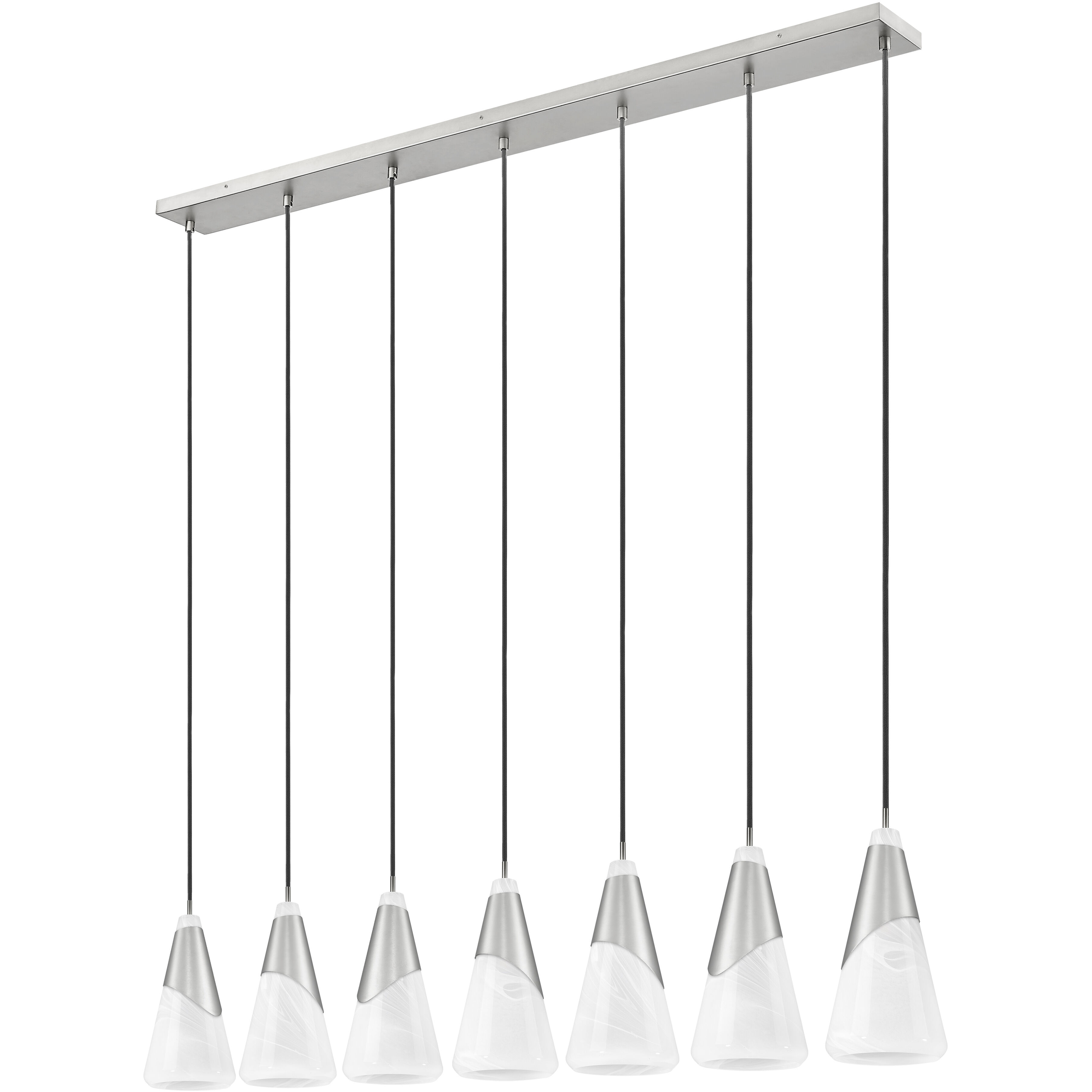 Aimie Linear Chandelier Ceiling Light in Brushed Nickel