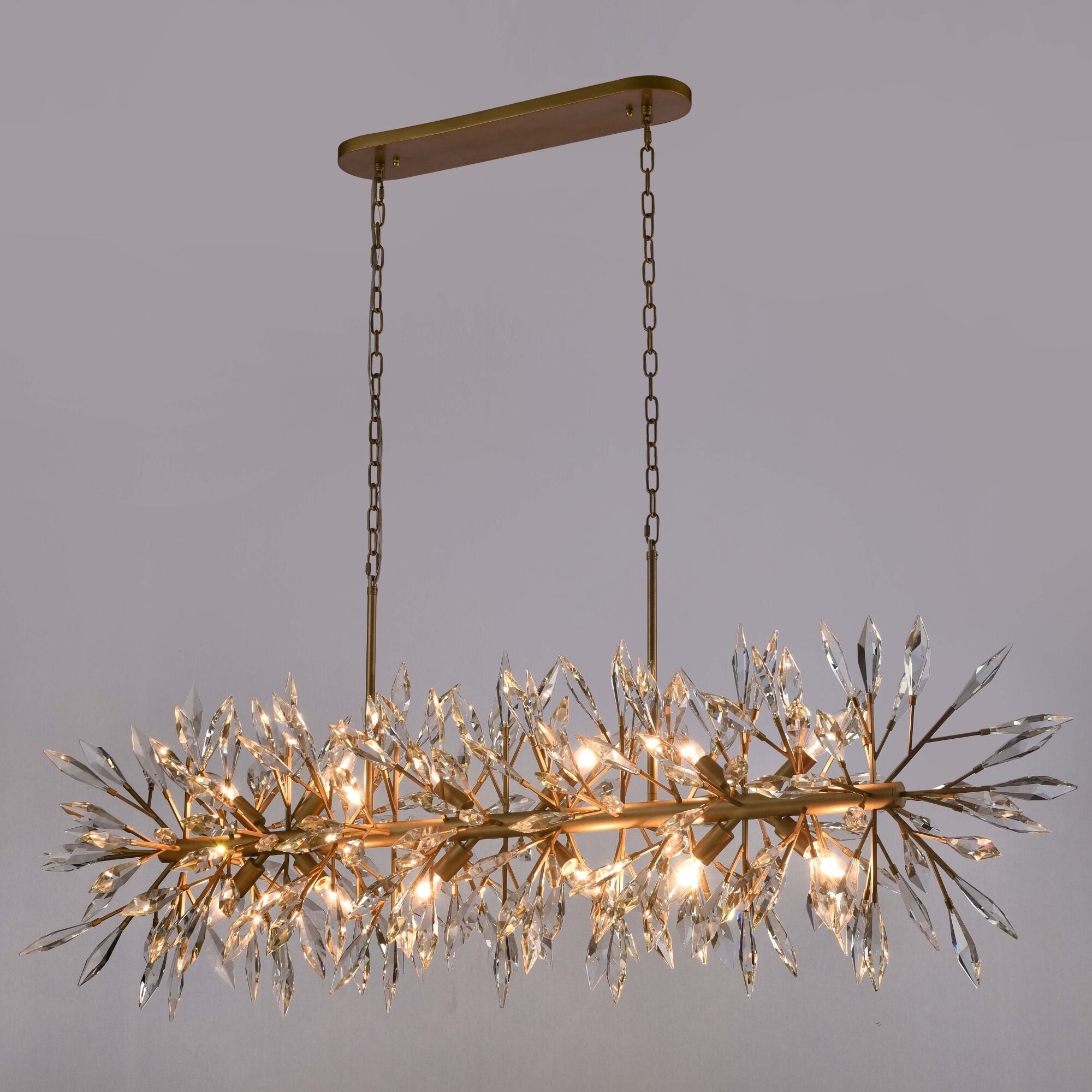 Crystal Fusion 12 Light 60 inch Peruvian Gold Linear Chandelier Ceiling Light