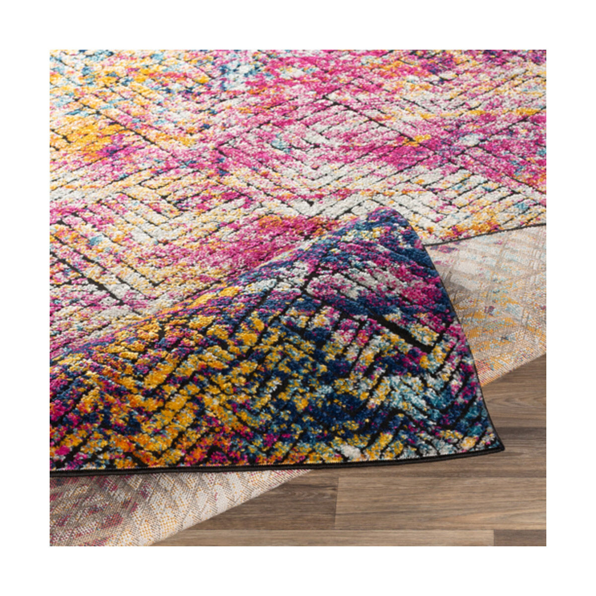Dersim 87 X 63 inch Bright Pink/Saffron/Aqua/Denim/White/Black Rugs
