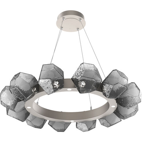 Gem LED 36 inch Beige Silver Chandelier Ceiling Light in 3000K LED, Metallic Beige Silver, Smoke, Radial Ring