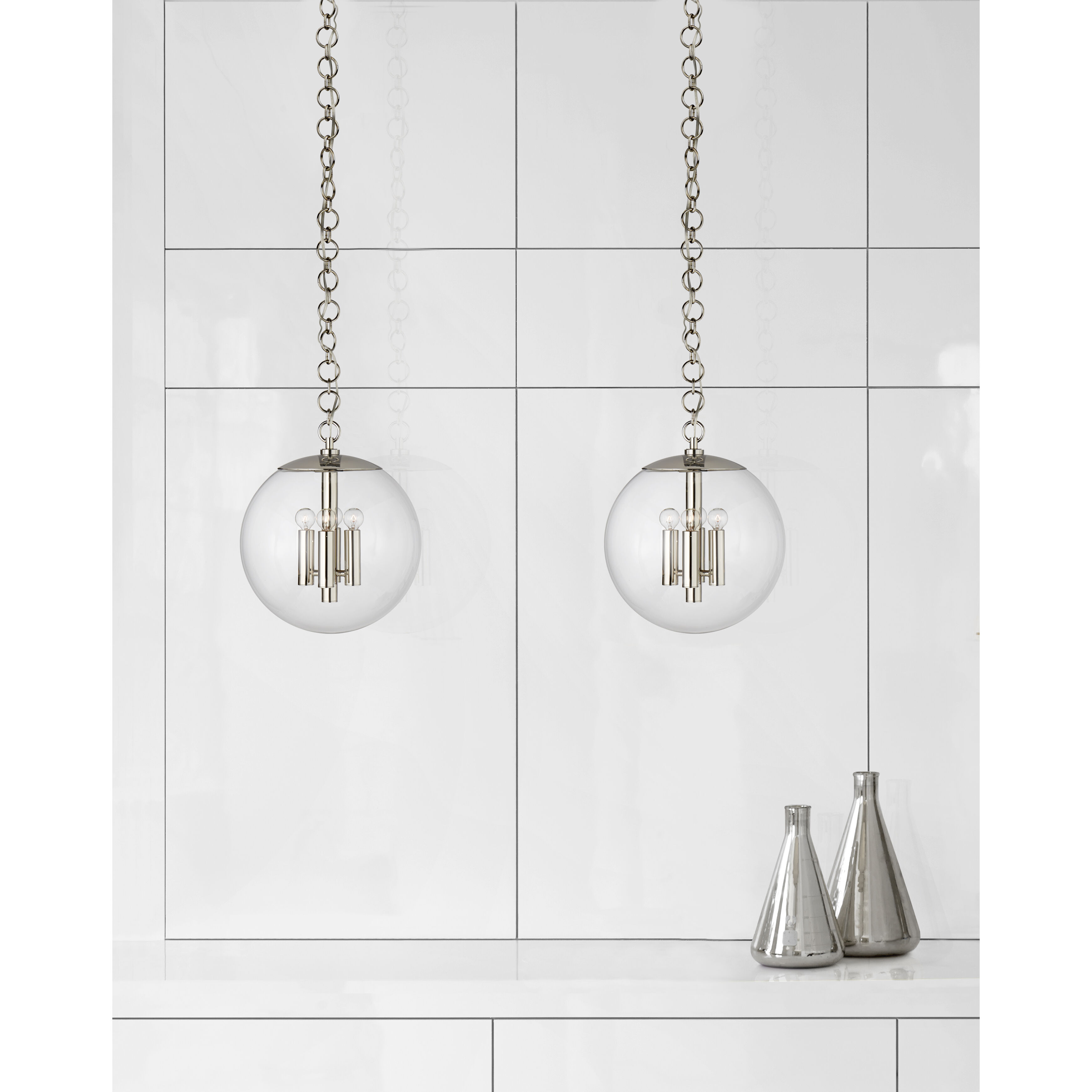 AERIN Turenne 4 Light 14 inch Polished Nickel Globe Pendant Ceiling Light, Medium