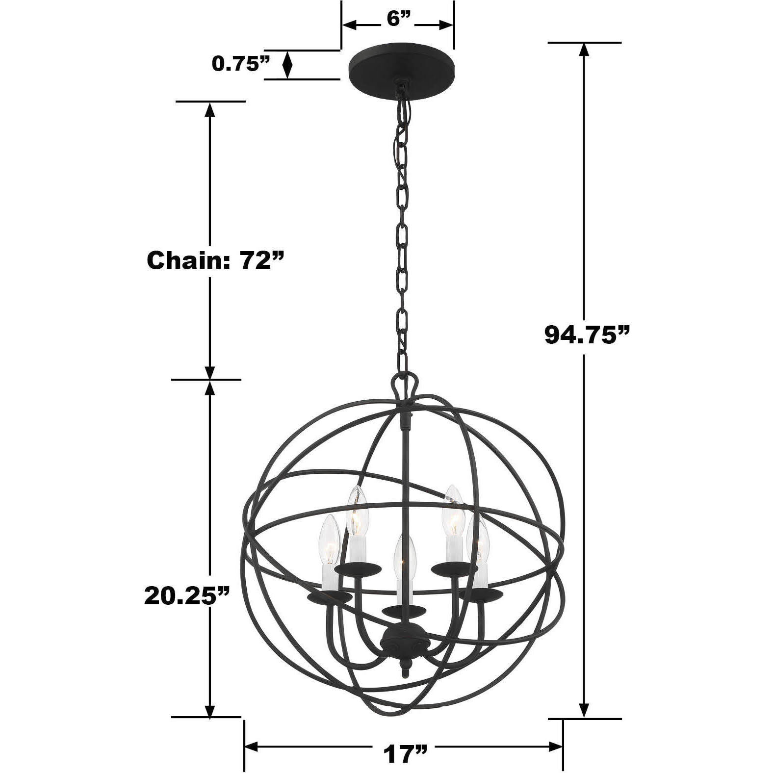 Somma Way 5 Light 17 inch Black Mini Chandelier Ceiling Light