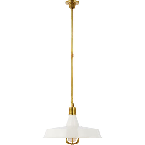 Thomas O'Brien Fitz LED 20 inch Hand-Rubbed Antique Brass Pendant Ceiling Light in White, XL