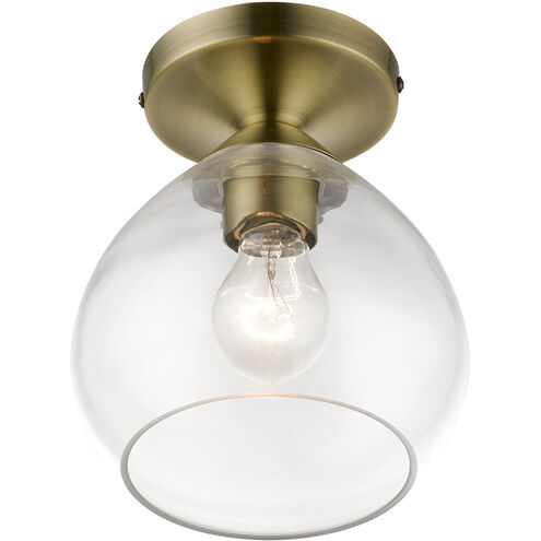 Catania 1 Light 7 inch Antique Brass Semi-Flush Ceiling Light