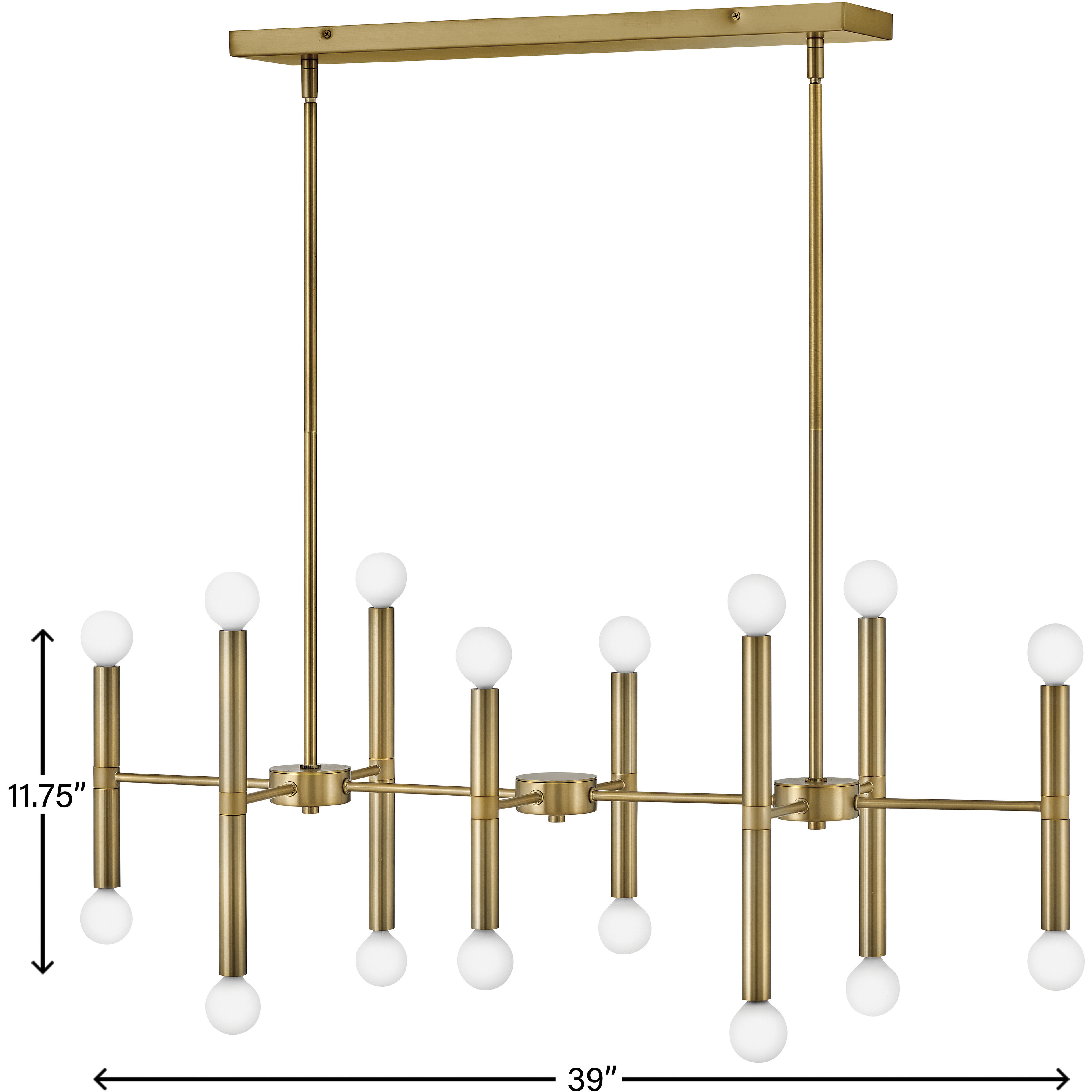 Millie LED 39 inch Lacquered Brass Chandelier Ceiling Light, Linear