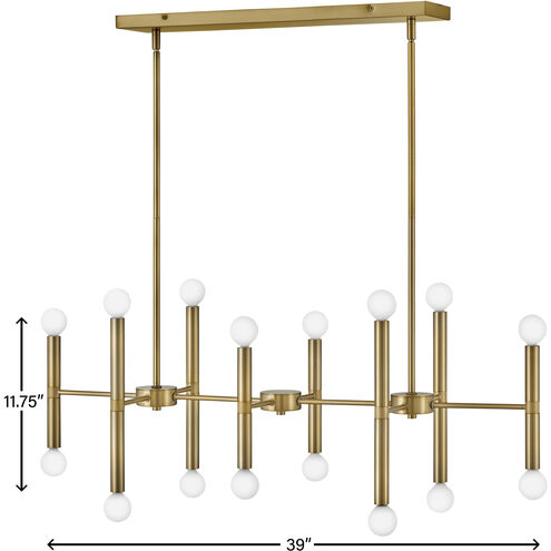 Millie LED 39 inch Lacquered Brass Chandelier Ceiling Light, Linear