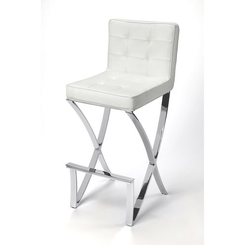 Butler Loft Darcy Chrome Plated Faux Leather 41 inch White Leather Barstool