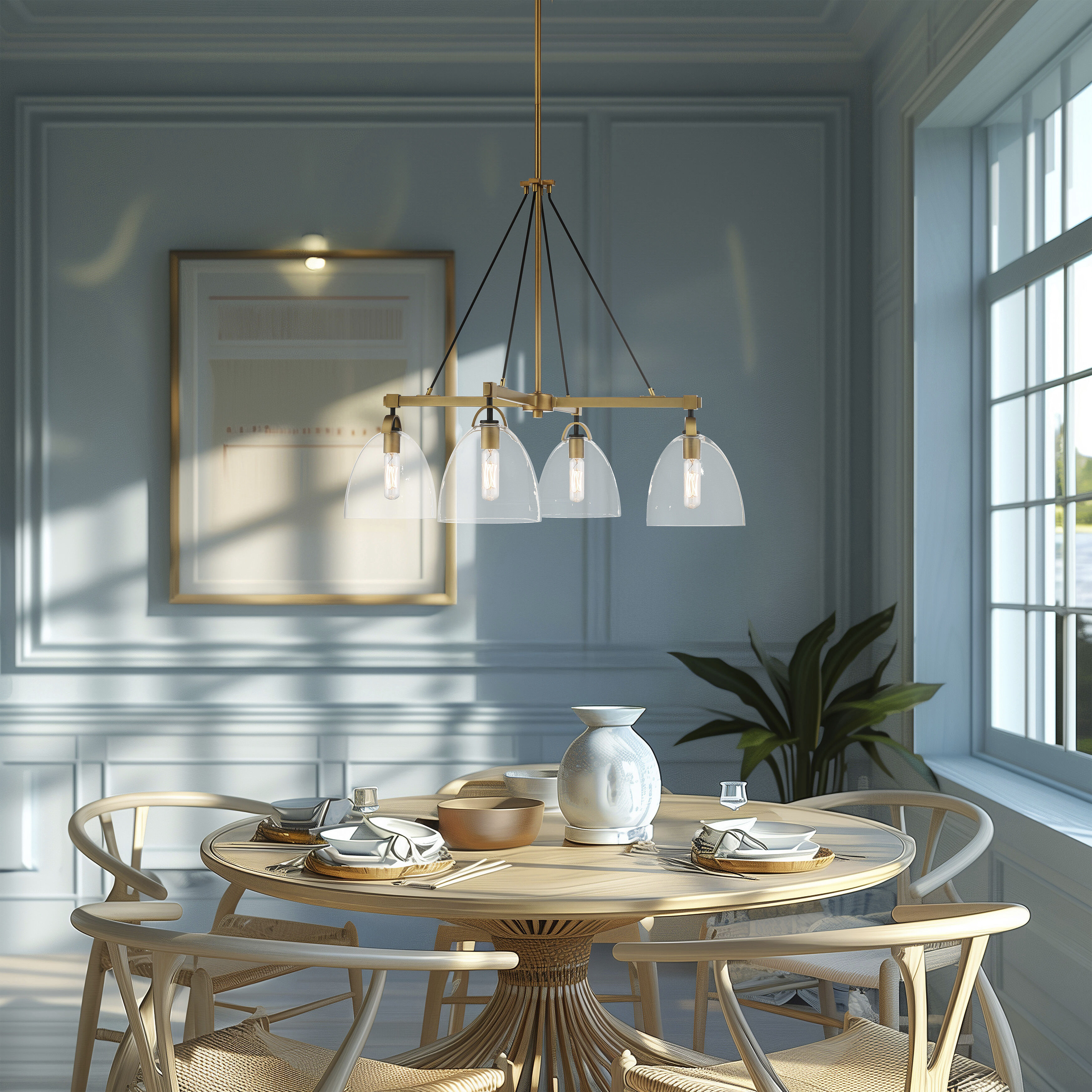 Sommersby 4 Light 30 inch Legacy Brass and Matte Coal Chandelier Ceiling Light