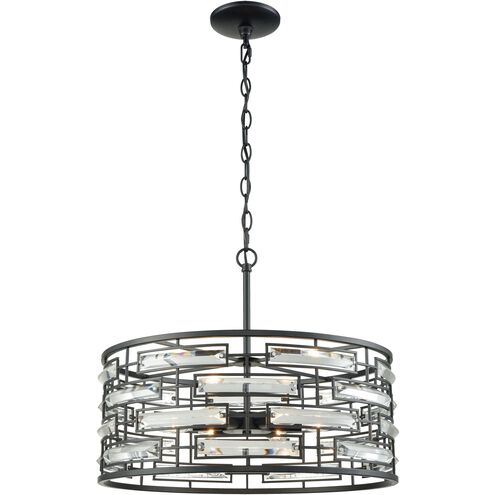 Lineo 6 Light 20 inch Matte Black Chandelier Ceiling Light