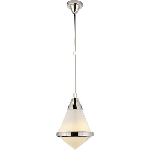 Thomas O'Brien Gale 1 Light 11.25 inch Polished Nickel Pendant Ceiling Light in White Glass, Small