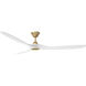 Maverick 70 inch Burnished Brass with Matte White Blades Ceiling Fan in Matte White and Burnished Brass