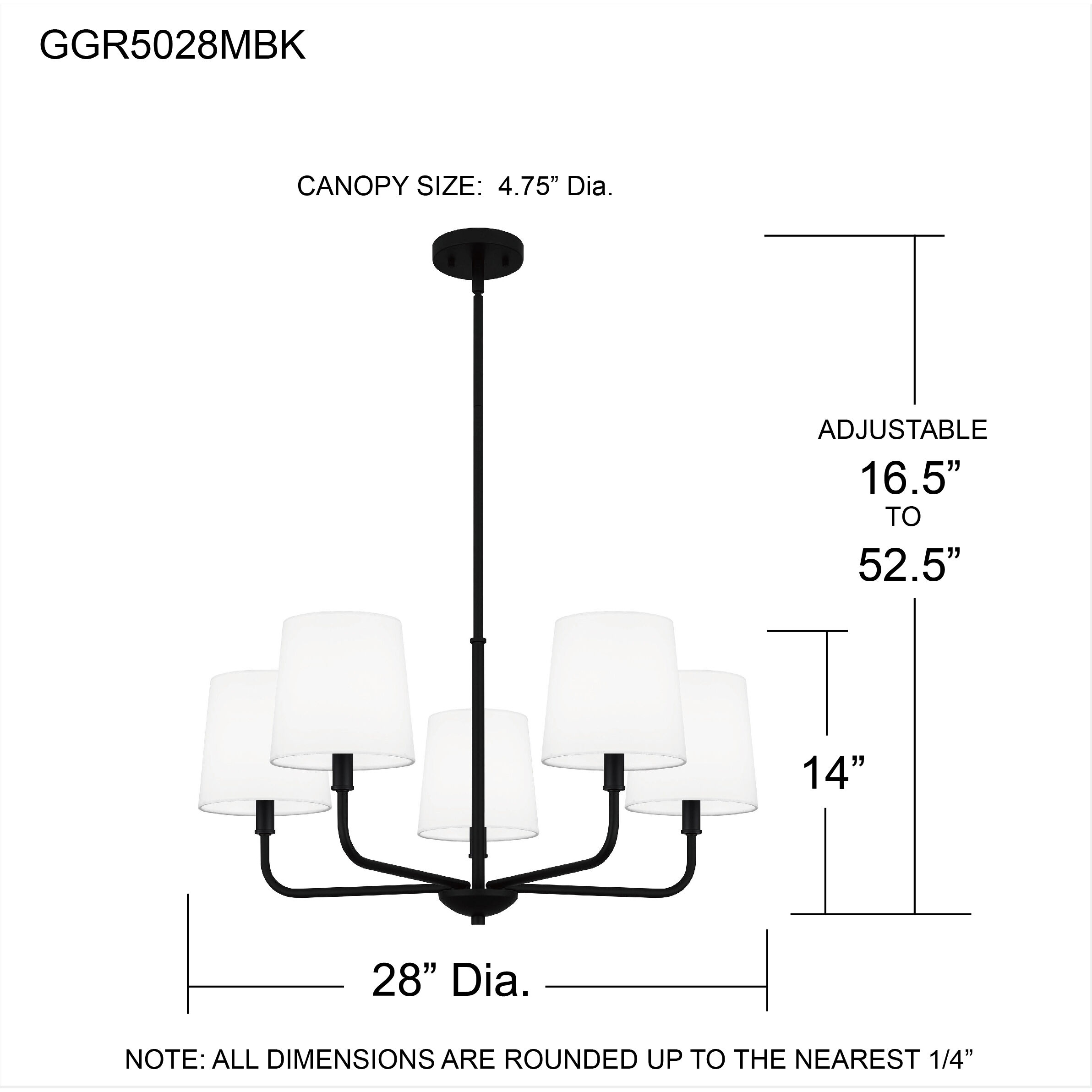Gallagher 5 Light 28 inch Matte Black Chandelier Ceiling Light