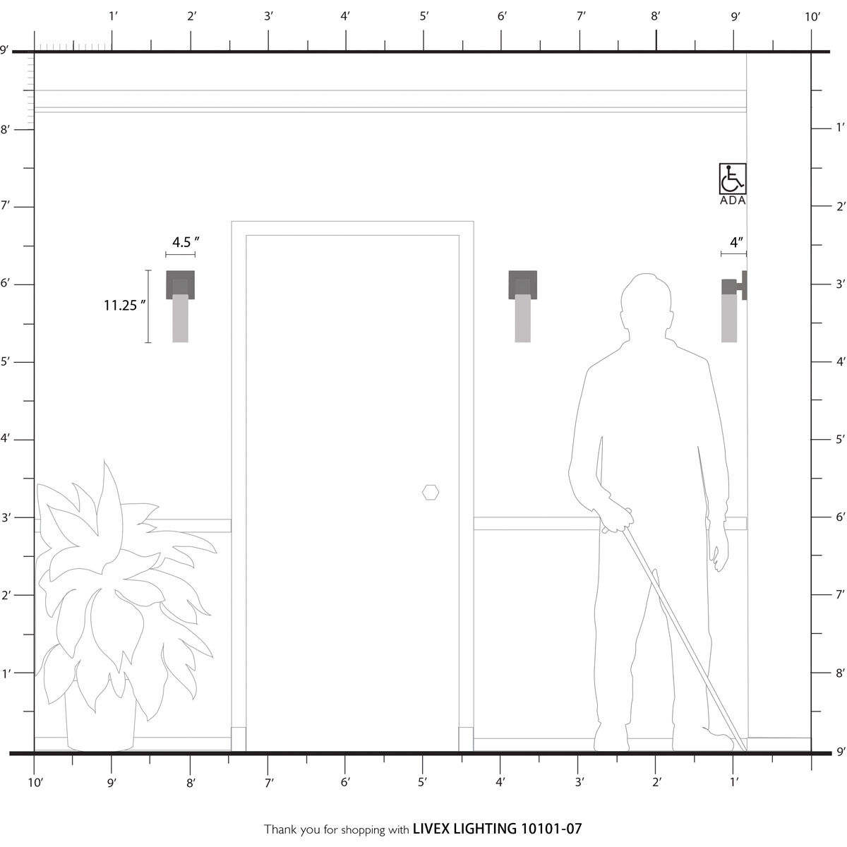 Aero ADA Wall Sconce Wall Light in Bronze with Antique Brass Accent