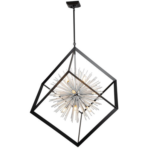 Sunburst LED 37 inch Matte Black and Chrome Chandelier Ceiling Light