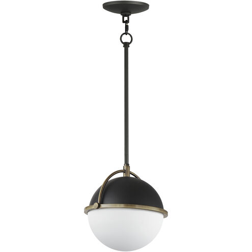Duke 1 Light 9.5 inch Black and Weathered Brass Single Pendant Ceiling Light